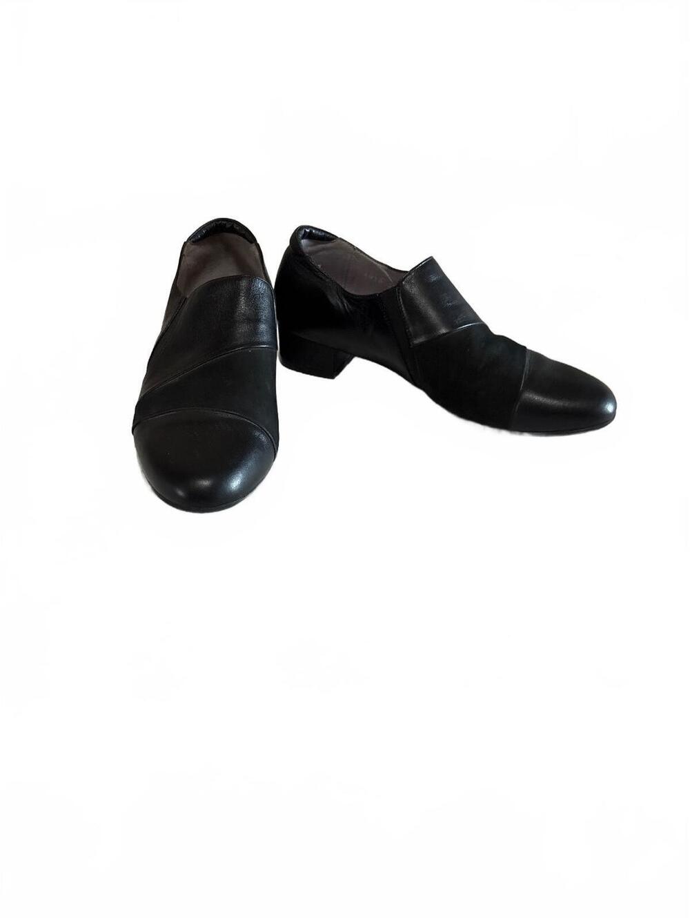 BeautiFeel Israel Black Leather Slip-On Comfort Wedge Pumps Loafers EU39 US8-8.5